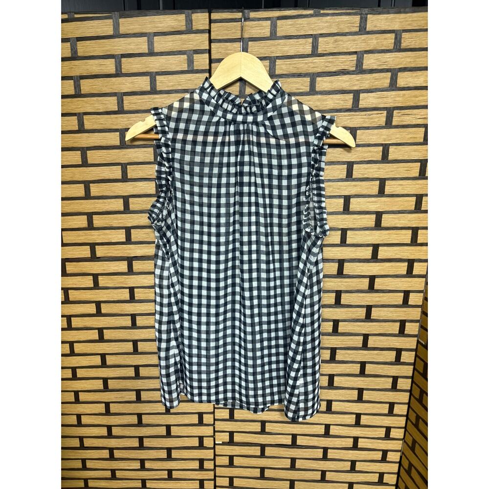 Who What Wear Black And White Plaid Sheer Tank Top Size Small